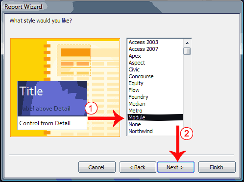 Ms access 2007 report columns