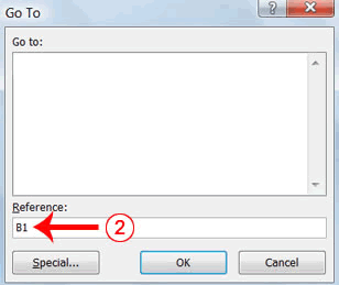 Go To Dialog Box