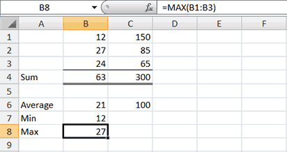 Max Function Example