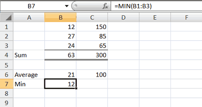 Min Function Example