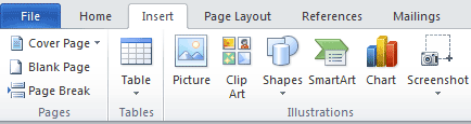 Insert tab showing Illustrations group