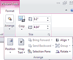 The Arrange Group on the Format Tab