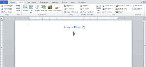 A document with the cursor at the insertion point