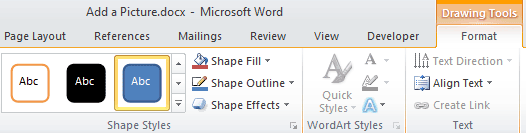 The Shape Styles group on the Format tab