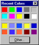 Cores Recentes caixa de diálogo