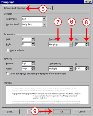 Create a Hanging Indent 2