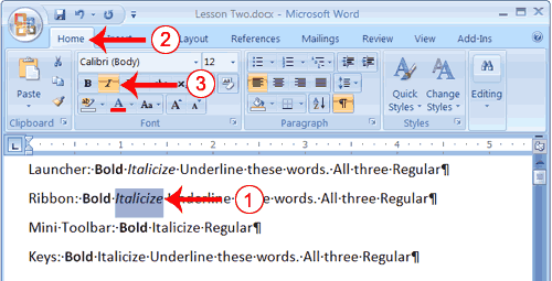 Italicize with the Ribbon